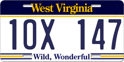 WV license plate 1OX147