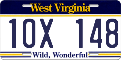WV license plate 1OX148