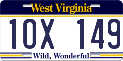 WV license plate 1OX149