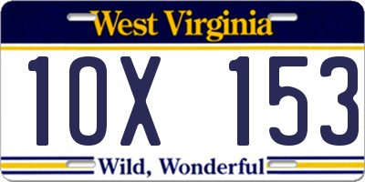 WV license plate 1OX153
