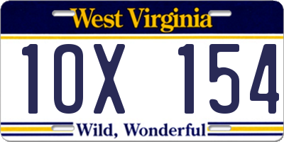 WV license plate 1OX154