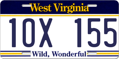WV license plate 1OX155