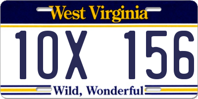 WV license plate 1OX156