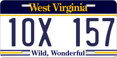 WV license plate 1OX157