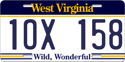 WV license plate 1OX158