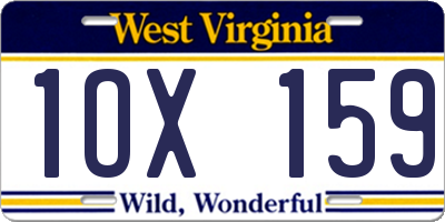 WV license plate 1OX159