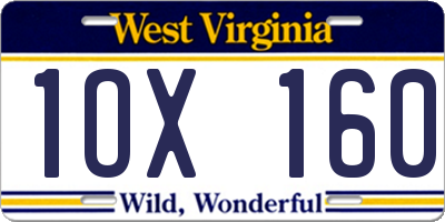 WV license plate 1OX160