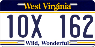 WV license plate 1OX162