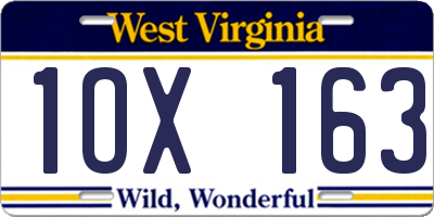 WV license plate 1OX163
