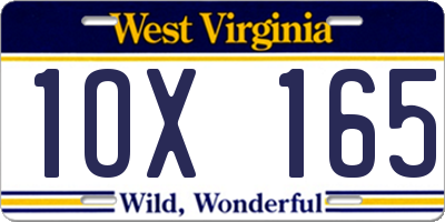 WV license plate 1OX165