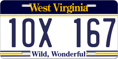 WV license plate 1OX167