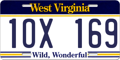 WV license plate 1OX169