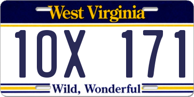 WV license plate 1OX171