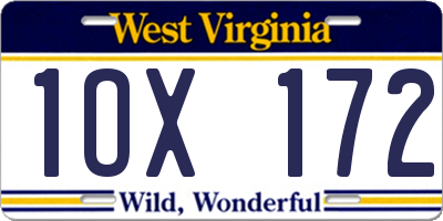 WV license plate 1OX172