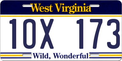 WV license plate 1OX173