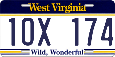 WV license plate 1OX174