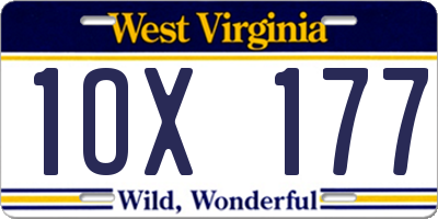 WV license plate 1OX177