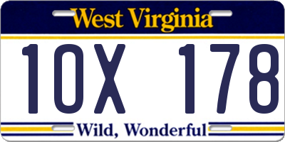 WV license plate 1OX178