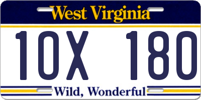 WV license plate 1OX180