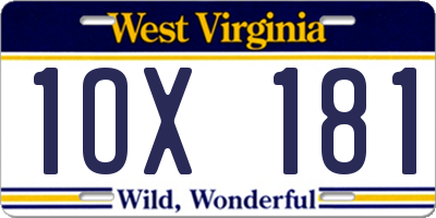 WV license plate 1OX181