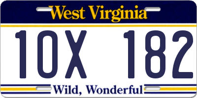WV license plate 1OX182