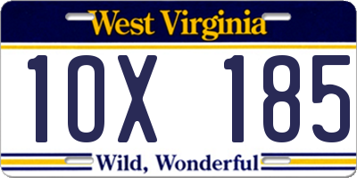 WV license plate 1OX185