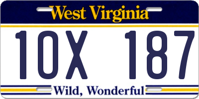 WV license plate 1OX187