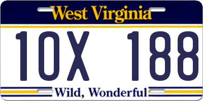 WV license plate 1OX188