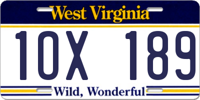 WV license plate 1OX189