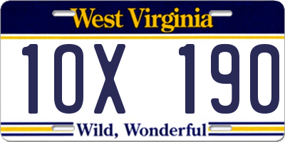 WV license plate 1OX190