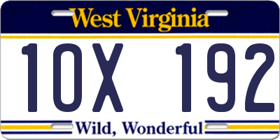 WV license plate 1OX192