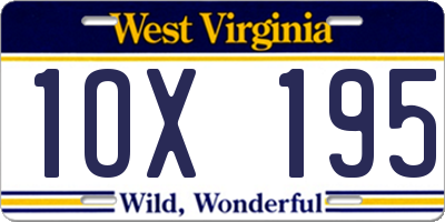 WV license plate 1OX195
