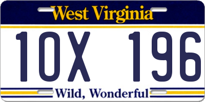 WV license plate 1OX196