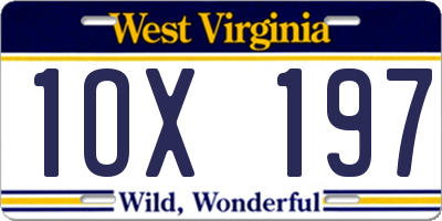 WV license plate 1OX197