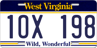 WV license plate 1OX198