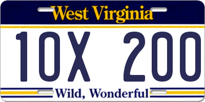 WV license plate 1OX200