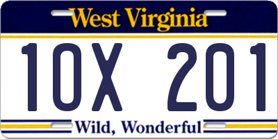 WV license plate 1OX201