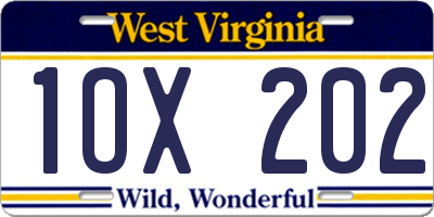 WV license plate 1OX202
