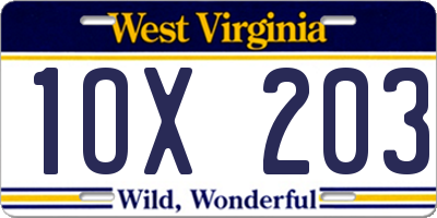 WV license plate 1OX203