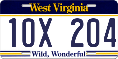 WV license plate 1OX204