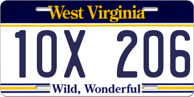 WV license plate 1OX206