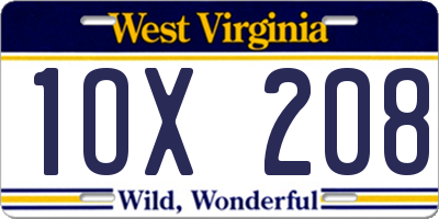 WV license plate 1OX208