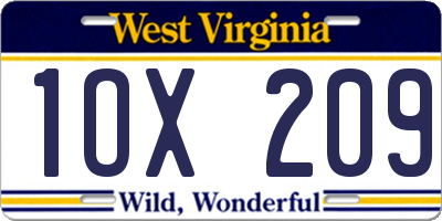 WV license plate 1OX209