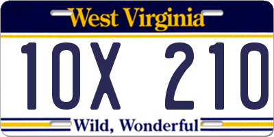 WV license plate 1OX210