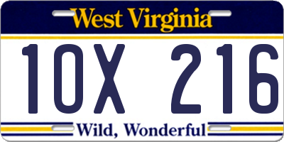 WV license plate 1OX216