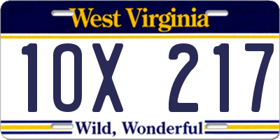 WV license plate 1OX217
