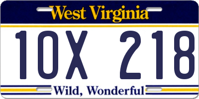 WV license plate 1OX218