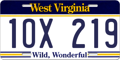WV license plate 1OX219