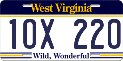 WV license plate 1OX220