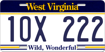 WV license plate 1OX222